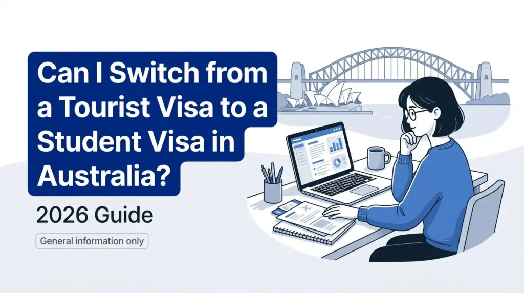 Can I switch from a tourist visa to a student visa in Australia