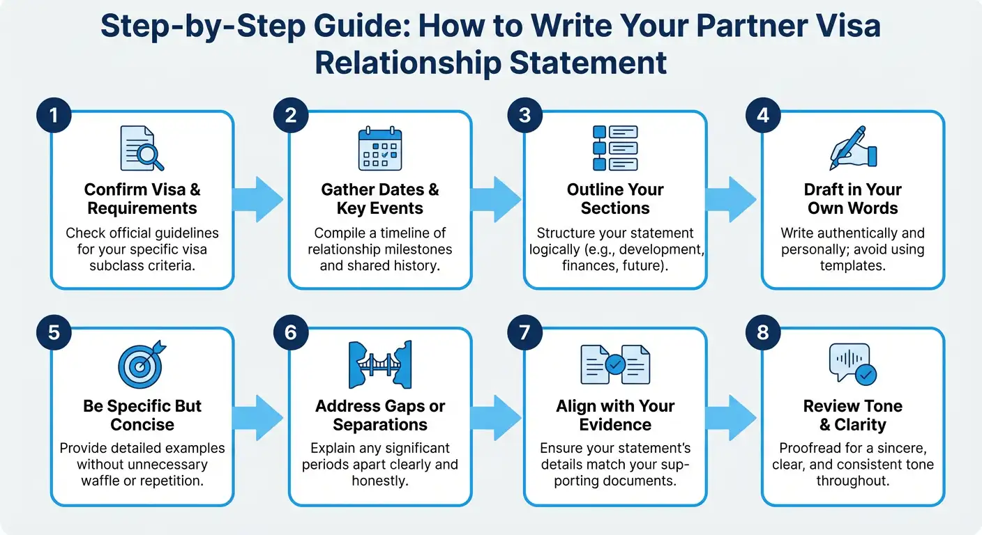Step-by-Step Guide How to write your partner visa relationship statement