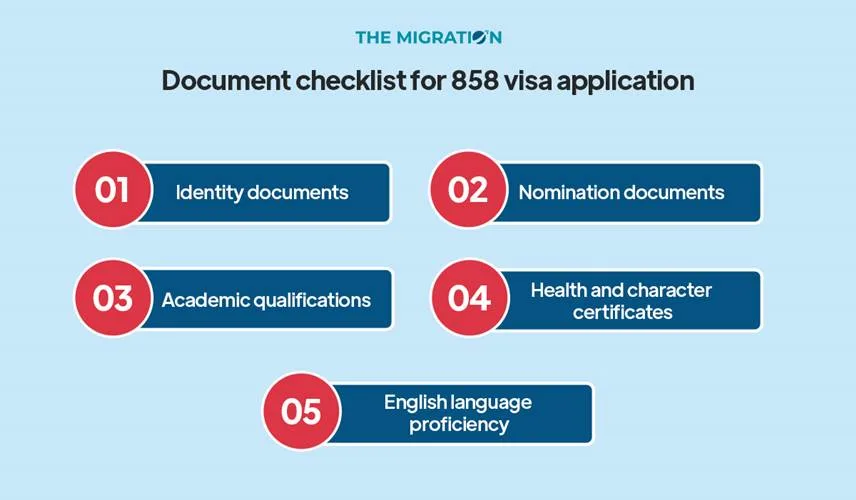 document checklist for an 858 visa application